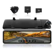 REDTIGER 4K Mirror Dash Cam 11''Dual Cameras Rear View Cam Parking Monitor
