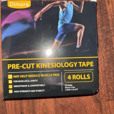 NEW Dimora Pre-Cut Kinesiology Tape - Black 4 ROLLS