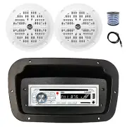 Pyle Marine CD Radio,Adapter,Spa Bezel, Antenna,Wire, 2x 4'' 100W White Speakers