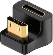 8K Mini HDMI U Shape Angle Adapter UHD2.1 Mini HDMI Male to Mini HDMI Female 180 Degree Down HD Display Connector, LED Light, for DSLR Portable Camcorder Tablet PC (Reverse)