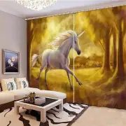 Great Forest White Horse 3D Blockout Photo Print Curtain Fabric Curtains Window