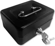 Locking Small Steel Cash Box without Money Tray,Lock Box,Black Small