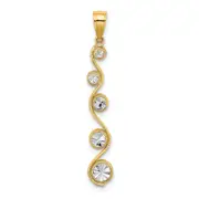 14K Yellow & Rhodium W/Rhodium D/C Diagonal Swirl Charm