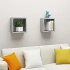 Concrete Grey Wall Cube Shelves Set of 2 Modern 30x15x30 cm Floating Storage