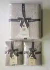 West Elm Organic Textured Waffle Duvet Full/Queen With 2 Euro Shams Pearl Grey