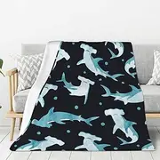 [Wapusud] Hammerhead Shark Blanket Super Soft Fleece Throw Blanket Warm and Cozy Lightweight Bed Blanket for Couch, Sofa, Camping, and Travel All Season Blankets Gifts 50"x40"
