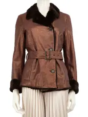 Brown Metallic Snake Embossed Coat
