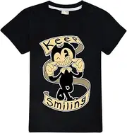 [HERSE] Bendy and The Ink Machine Kids Unisex T-Shirt 100% Cotton (12, Black)