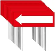 12 Pack Arrow Signs with Stakes,17 x 6 Inches Plastic This Way Sign Double-Sided White-Red Arrow Signs,Wedding Directional Yard Signs with Stakes Arrow Yard Signs for Indoor or Outdoor Use