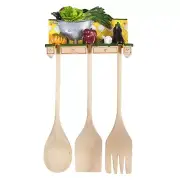 WOODEN SPOON CHRISTMAS GIFT KITCHEN UTENSILS SPOON SPATULA FORK WITH FREE HOLDER