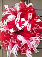 Valentines Day Wreath Gift Large Red Cupid Deco Mesh Front Door Decor Handmade