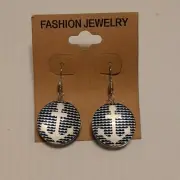 BOAT ANCHOR (#9) Double sided Pendant Charm Dangle Earrings / hooks