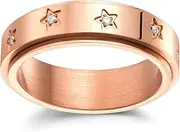 [SHOLLY] Fidget Ring Spinner Ring Cubic Zirconia Anxiety Ring for Women Men 18K Gold Plated Wedding Promise Ring Size 6-11