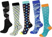 [GIMA] 5 Pack Graduated Compression Socks Sports Socks for Athletics Running Travel Flight Cycling