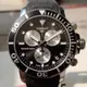 二手全新TISSOT 天梭 SEASTAR 三眼計時-石英潛水男錶-銀x銀黑盤T120.417.17.051.00