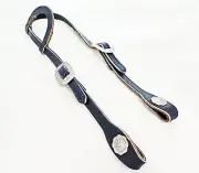 Navy Blue Harness Leather One Ear 5/8" Headstall Horse Jeremiah Watt Buckles New