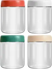 16Oz Glass Mason Jars 4-Pack with Lids for Meal Prep & Snack Storage