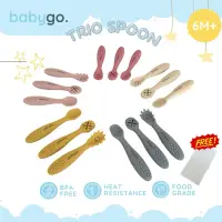 在飛比找蝦皮購物優惠-Babygo Trio Spoon 矽膠訓練蘸勺 3 合 1