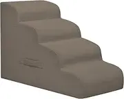 Dog Steps for Small Dogs, 4-Step Dog Ramp and Stairs for High Beds and Sofa, Non-Slip Pet Stairs Removable and Easy to Clean Cover, Light Brown