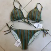 Tigerlily Bikini 14 Margaux Stripe Tri Halter Top & Tie Side Pant