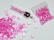 50pc bag Hot Pink Fairy pebbles acrylic half bubbles for glass bottle vials 5mm