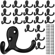 20 Pack Heavy Duty Double Prong Coat Hooks Wall Mounted with 40 Screws Retro ...