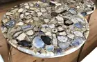 Natural Wild Agate Coffee Table Top, Agate Kitchen Side Table Top Christmas Gift