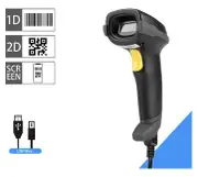 2D Wired scanner Scanner Plug and Play High-speed Read 1D2D Qr code on Paper Product or screen for Inventory Library A6D Wired