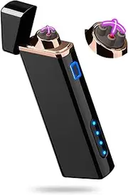 Sipoe Electric Arc Lighter USB Rechargeable Windproof Flameless Plasma Lighter with Battery Indicator (Upgraded) for Fire, Cigarette, Candle - Black
