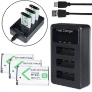 Battery Or Triple Charger for Sony BX1 Type X CyberShot DSC RX100 I II III IV V
