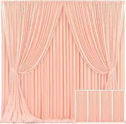 Tao-Ge 4 Panels Peach Backdrop Curtain for Parties Baby Shower Wrinkle Free Peach Photo Curtains Backdrop Drapes Fabric Decoration for Wedding Birthday Party 20ft(W) x 10ft(H) ZCP042105