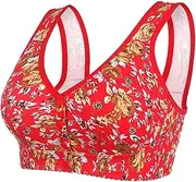 [ICJSIRWI] 2025 New Plus Size Front-Closure Flower Bra,Comfort Cotton Bras for Seniors,Full Support Wide Back No Underwire Bras