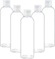 TRENDBOX 8oz/250ml Clear Bottles with Flip Cap Lid BPA-Free Travel Containers For Shampoos,Lotions and Massage Oils - 5 Pack