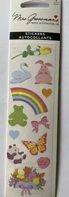 SINGLE PRETTY PASTEL Stickers(12pc) Mrs.Grossman's•Rainbow•Butterfly •Panda•Bear