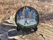 hand painted rocks, Happy Holidays Ice Rink, Christmas Gift Slate Stone Coaster