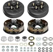 Trailer Axle Electric Brake Kit, Pair of 5 Hole on 4.5" Bolt Circle Brake Drum with 10" x 2-1/4" Electric Brakes for 3500 lb Axles, Replacement 10” Brake Hub Drum Assembly
