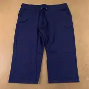 Hanes Women's Size 2XL Navy French Terry Pocketed Straight Leg Capri Pants New