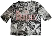 [Rock Off officially licensed products] The Beatles Mesh Crop Top T Shirt All Over Print Drop T Logo Official Womens XL