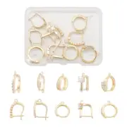 5 Pairs/Box Brass Micro Pave Cubic Zirconia Hoop Earrings with Horizontal Loops
