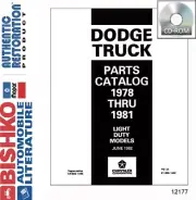 1978 1981 Dodge Light Duty Truck Part Numbers Book List Guide CD Interchange OEM