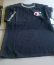 Champion large logo ringer tee shirt, Navy and gray, select sizes Large and XL