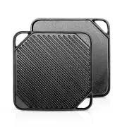 1-Piece 10.6 inch Cast Iron Griddle Plate | Reversible Square Cast Iron Grill...