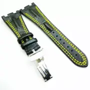 28mm Black Calf Leather 18mm Clasp Strap for AP Royal Oak Offshore 42 Case Watch