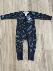 BONDS BABY WONDERSUIT - BACK TO THE FUTURE - BLACK COLOURFUL - SIZE 0 BNWT