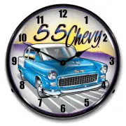 1955 Chevy, Lighted Backlit LED Clock GM Licensed Free Shipping