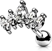 [204Dealnow] 16 Gauge (1.2 mm) Graduated Prong Set Marquise CZ Ear Cartilage Piercing Helix Barbell Studs Crystal Surgical Steel Jewelry For Women