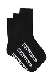 [Bonds] Bonds Womens Logo Cushioned Crew 3 Pack Socks in Black Size: 3-8, Cotton 3-8 Black