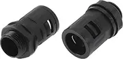 X AUTOHAUX 18mm / PG11 Cable Glands 15.8mm / 0.62" Bellows Quick Connector Straight PA6 Nylon Black 2 Pcs
