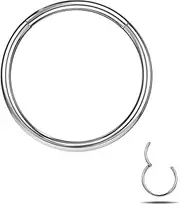 [6ixGosh] Septum Rings Septum Jewelry Stainless Steel Hinged Seamless Nose Hoop Ring Cartilage Daith Tragus Clicker Rings Retainer Body Piercing Jewelry Nose Rings for Women5, 20G, Stainless Steel, no