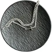 [AUEFUDQ] Jewellery Men's Women's Bracelet, Love Friendship Bracelet, Retro Classic Cross, Titanium Steel, Silver